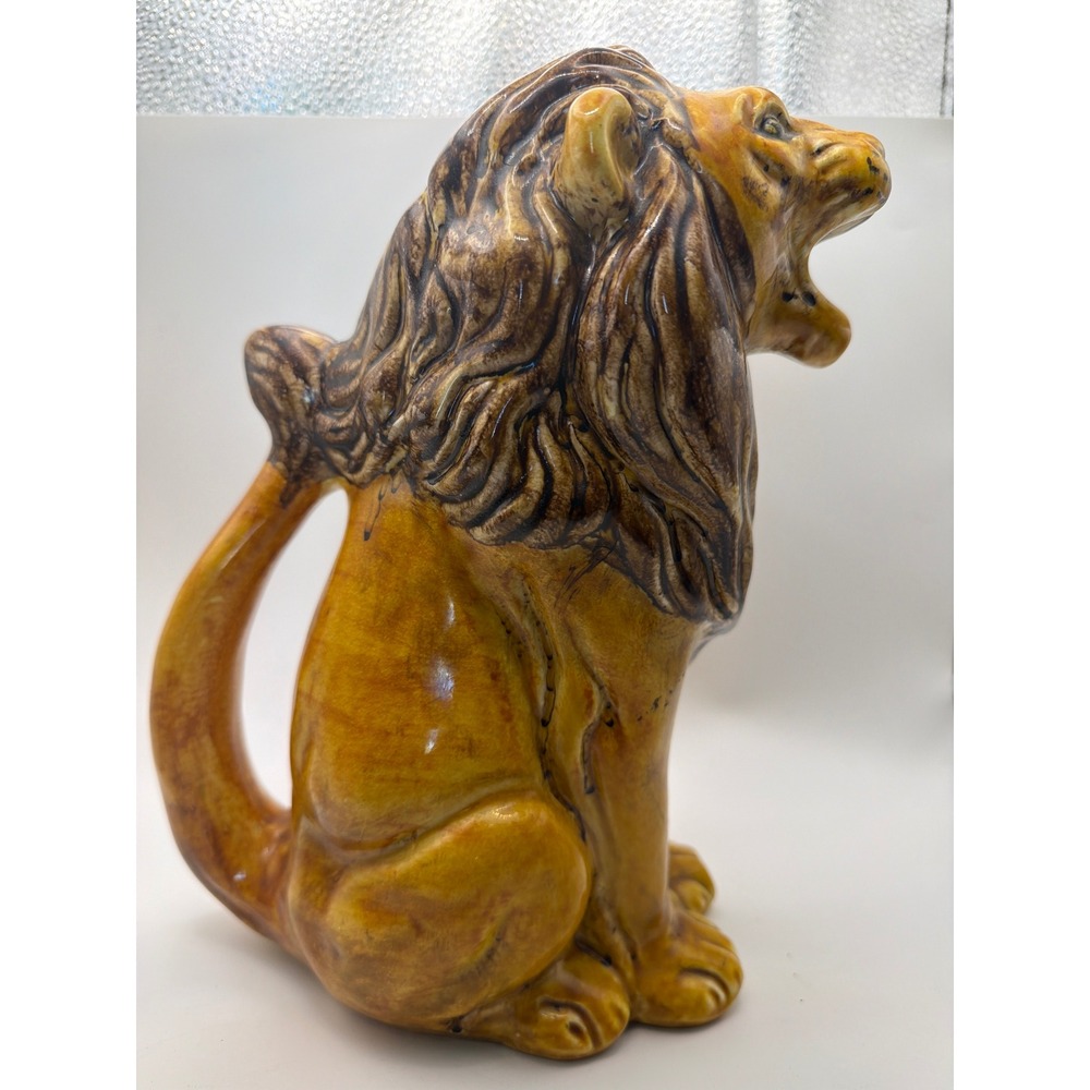 Vintage 1958 Handmade in Italy Roaring Lion Ceramic Pitcher 1553/334